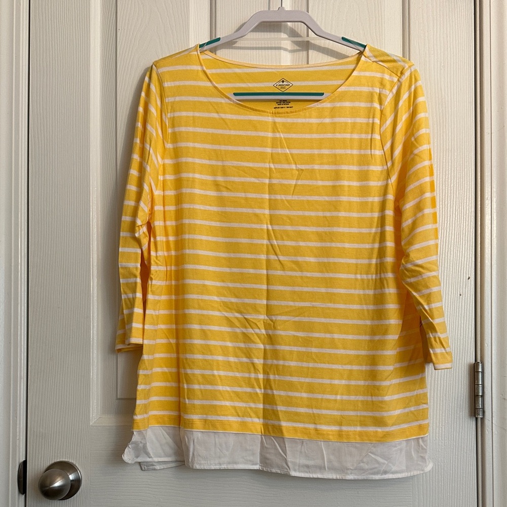 St. John's Bay Yellow and White Striped Blouse